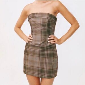 With Jean Chloe Corset Plaid Dress
